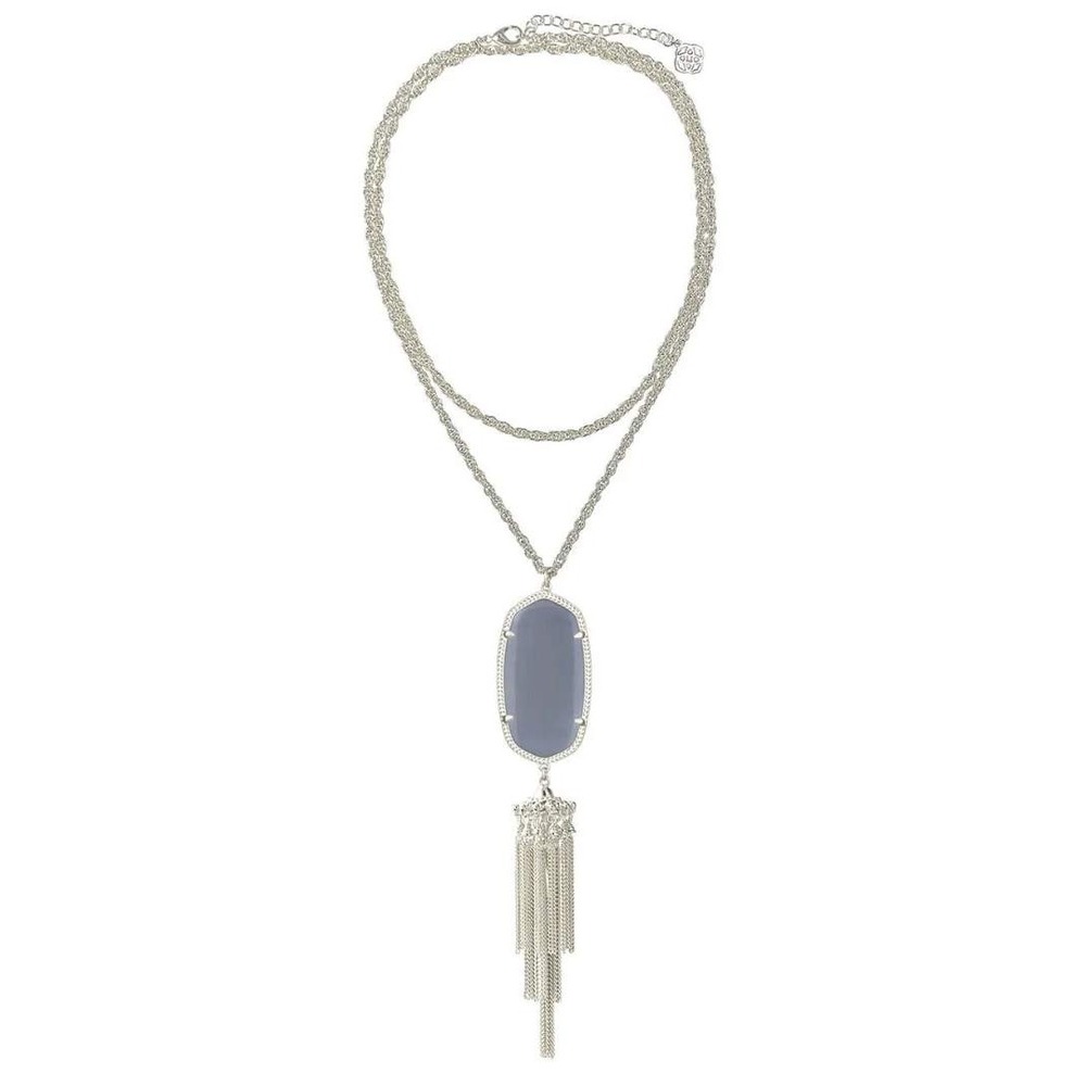 Kendra Scott Rayne Necklace Women Slate Gold NWT Long Pendant Tassel Stone
